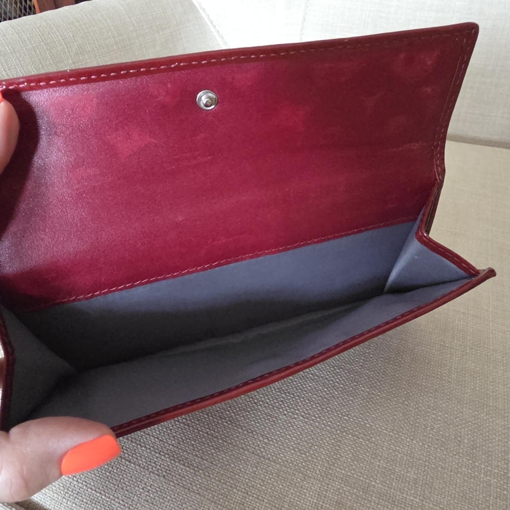 Vintage Coach Brick Red Signature Embossed Patent Leather Turnlock Wallet - Picture 7 of 13